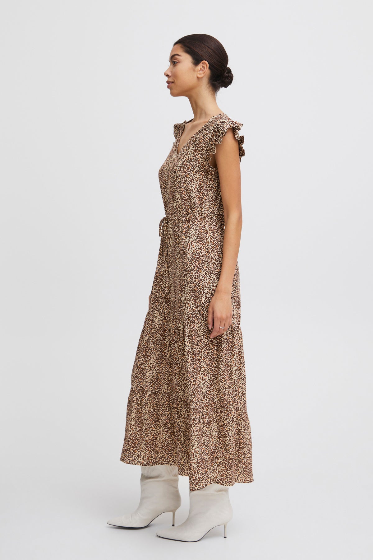 Joella frill dress, coffee