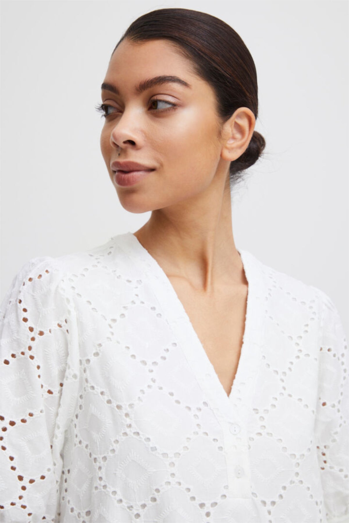 Falie Broderie dress, white