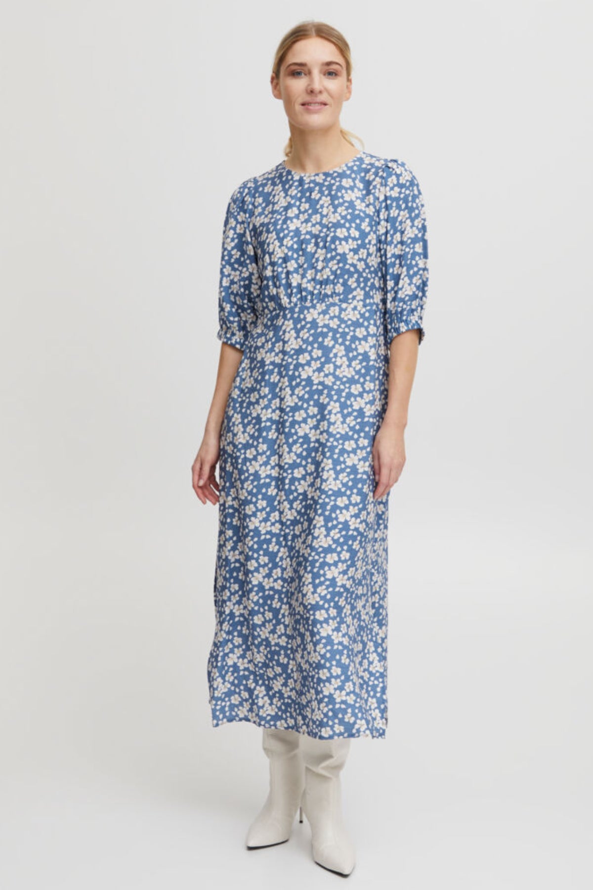 Ibano midi dress, denim blue