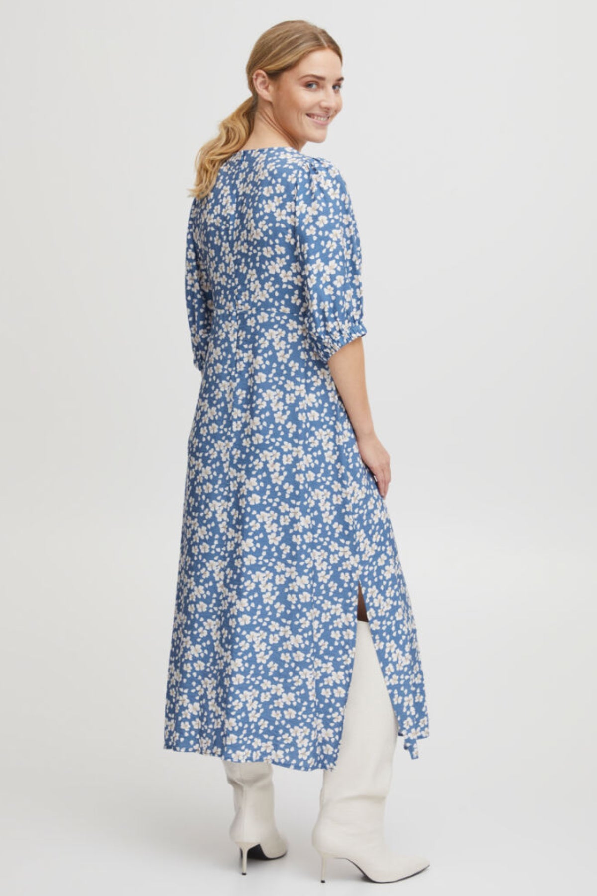 Ibano midi dress, denim blue