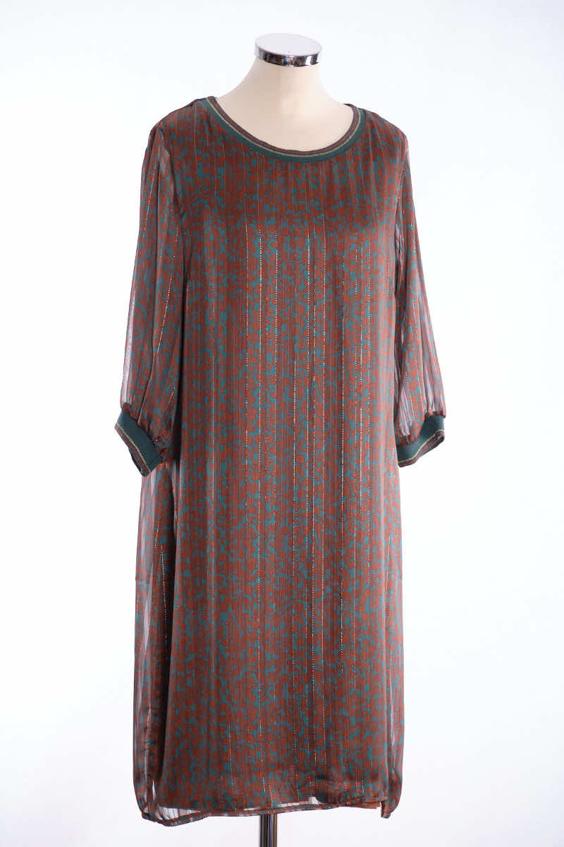 Silhouette floral dress, teal