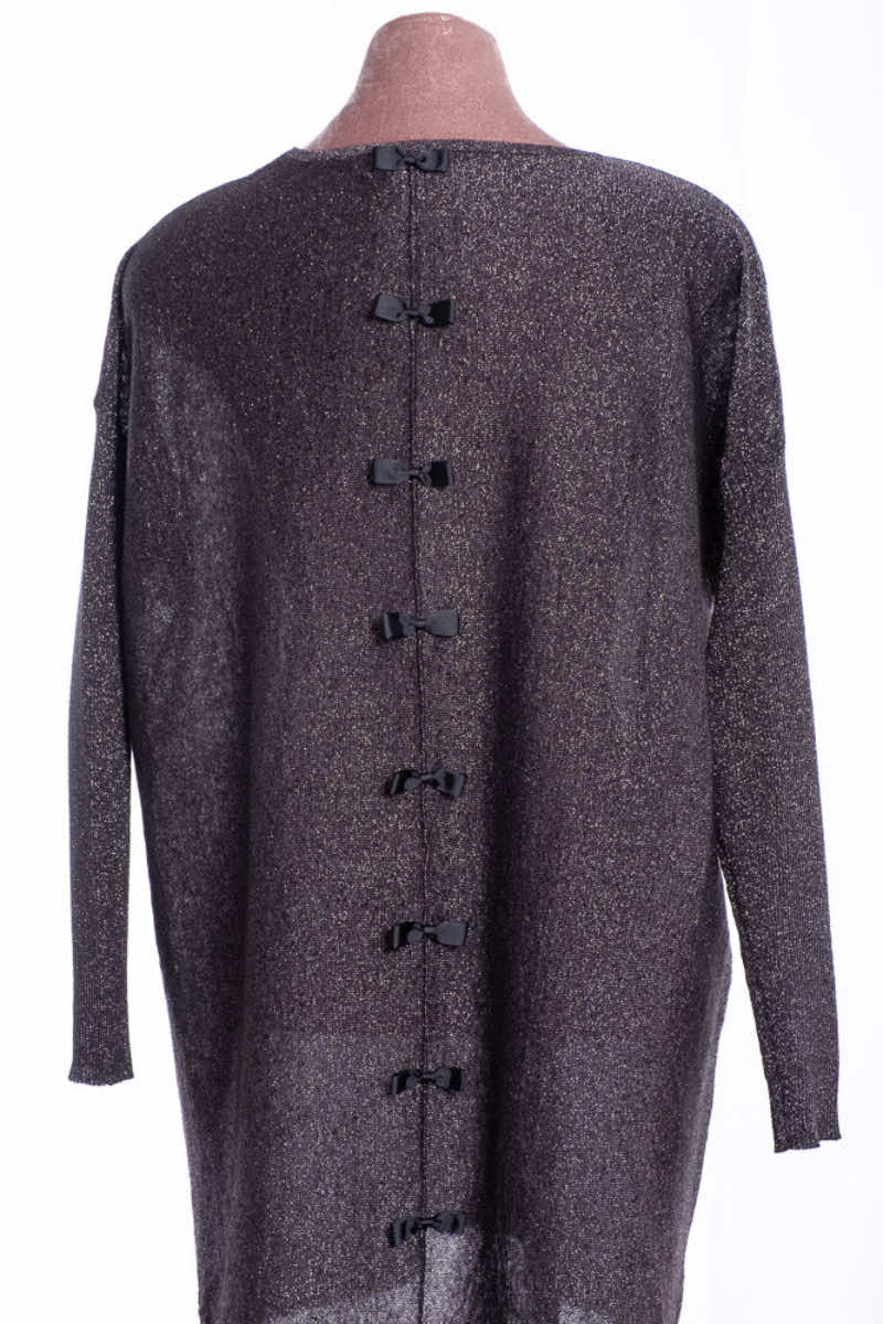 Bow back tunic, black sparkle
