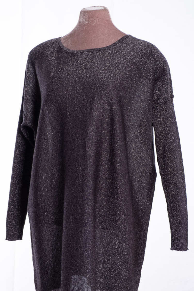 Bow back tunic, black sparkle