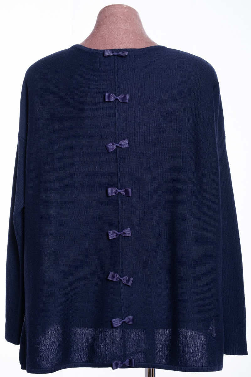 bow back jumper, navy