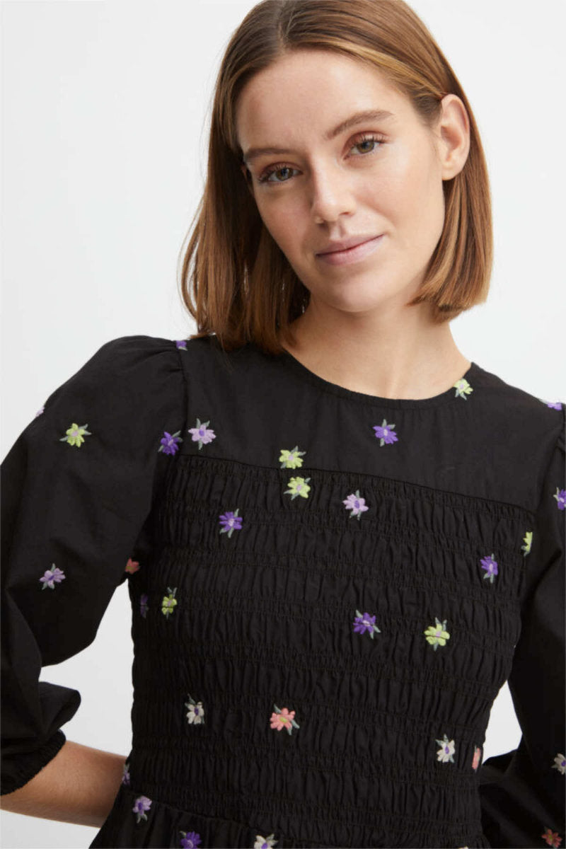 Hanla embroidered dress, black