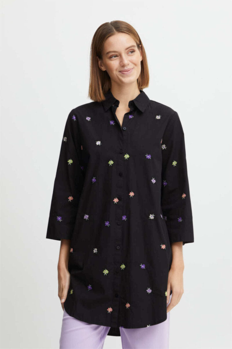 Hanla embroidered shirt, black