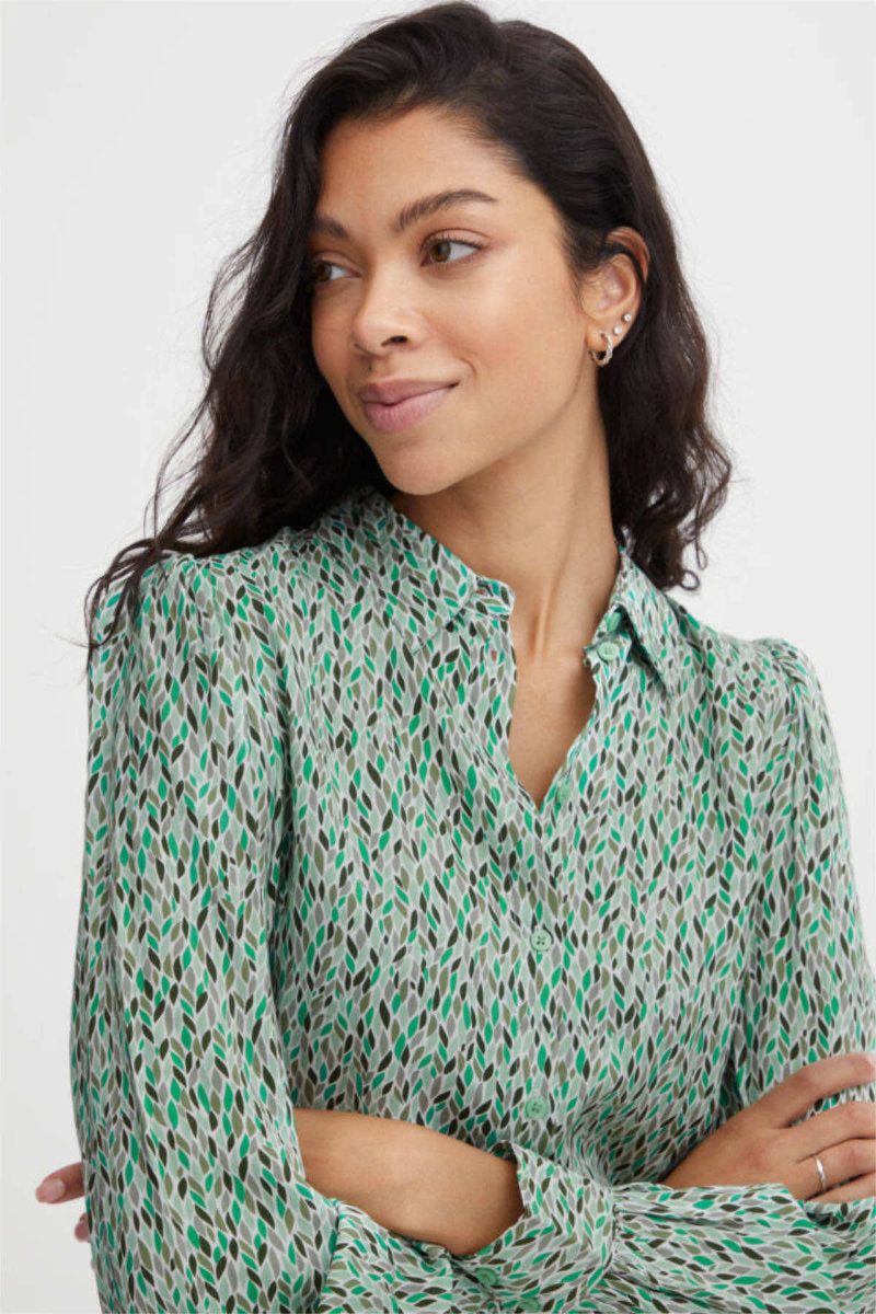 Josa puff sleeve shirt, green