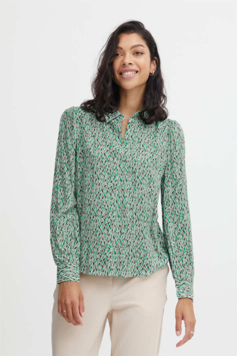 Josa puff sleeve shirt, green