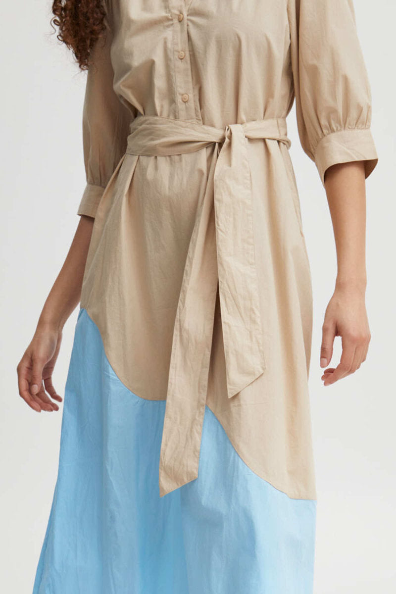 Isusu belted dress, blue stone