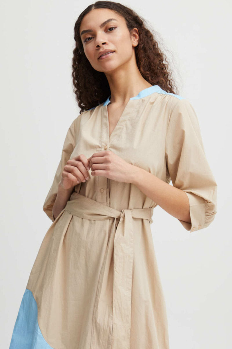 Isusu belted dress, blue stone