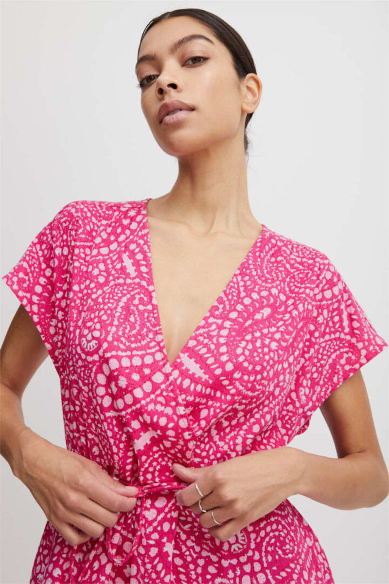 Imilla wrap front dress, raspberry