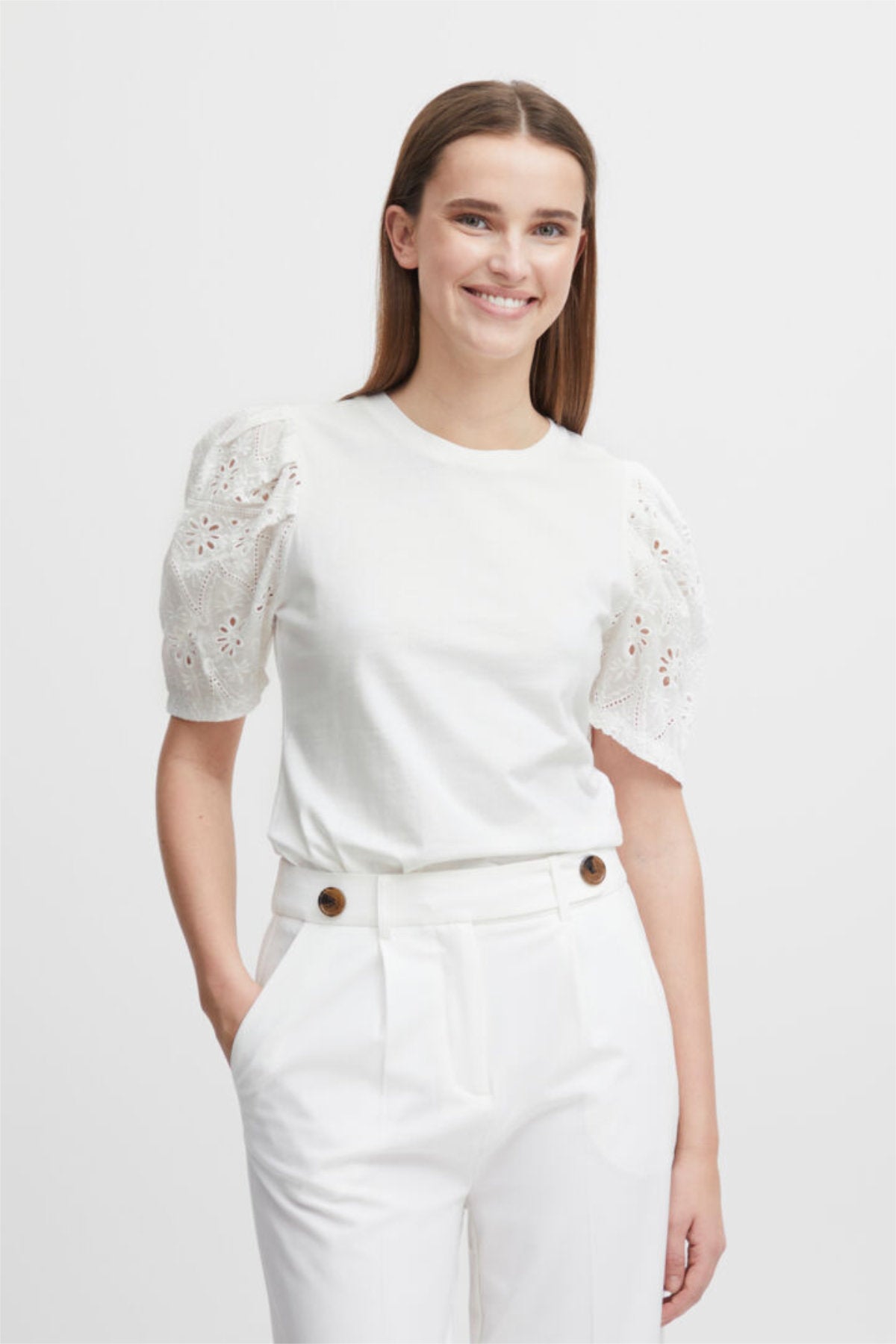 Pasly broderie top, white