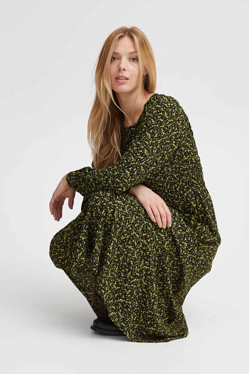 Josa smock dress, citrus black