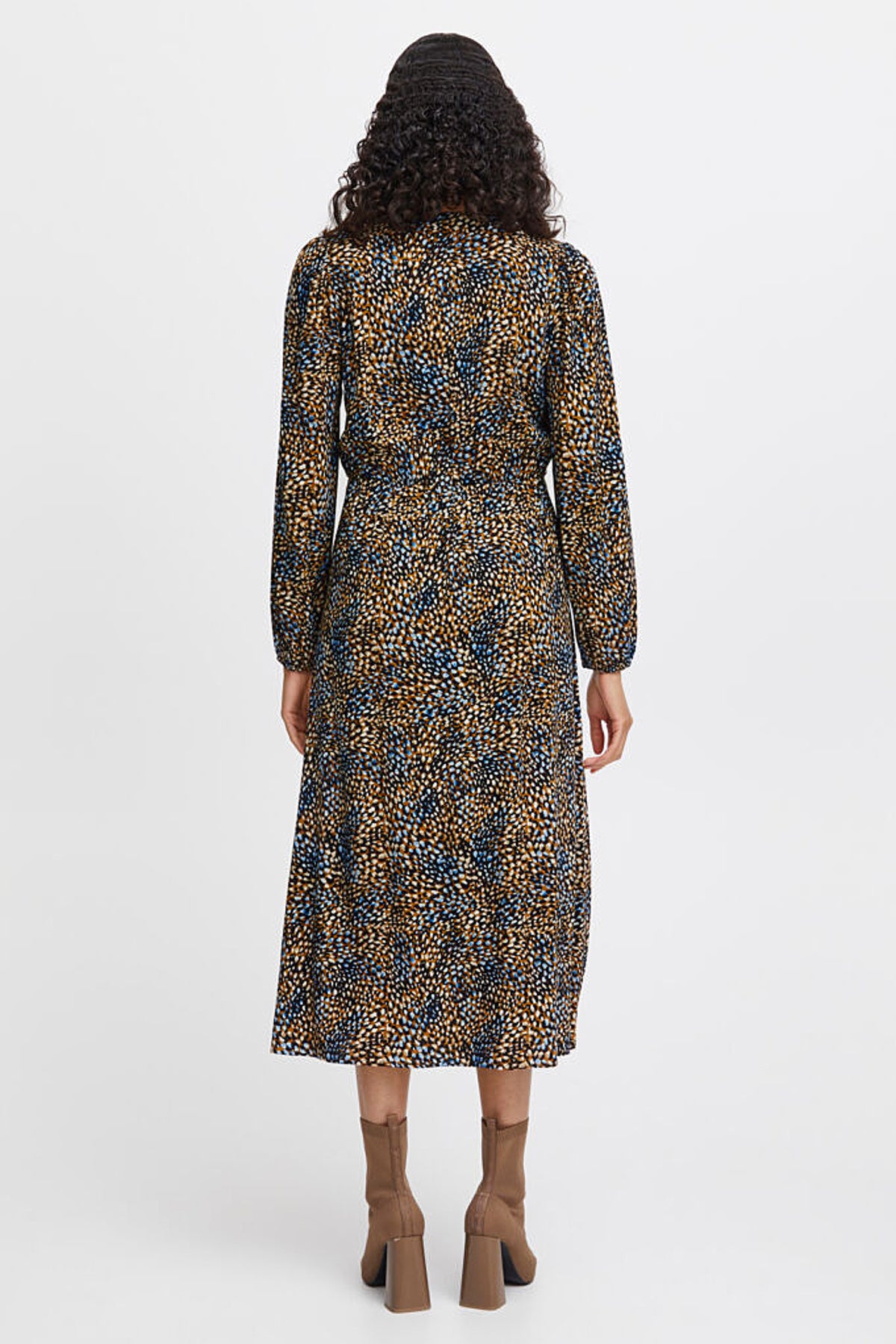 Josa V neck midi dress, nutmeg