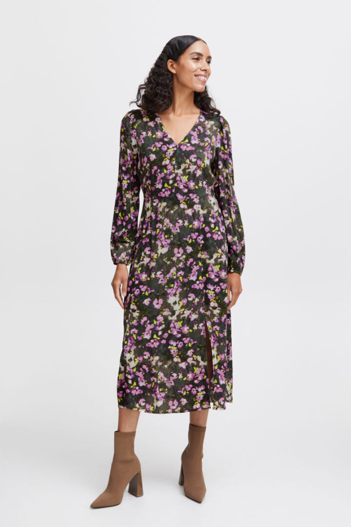 Josa V neck midi dress, Cyclamen