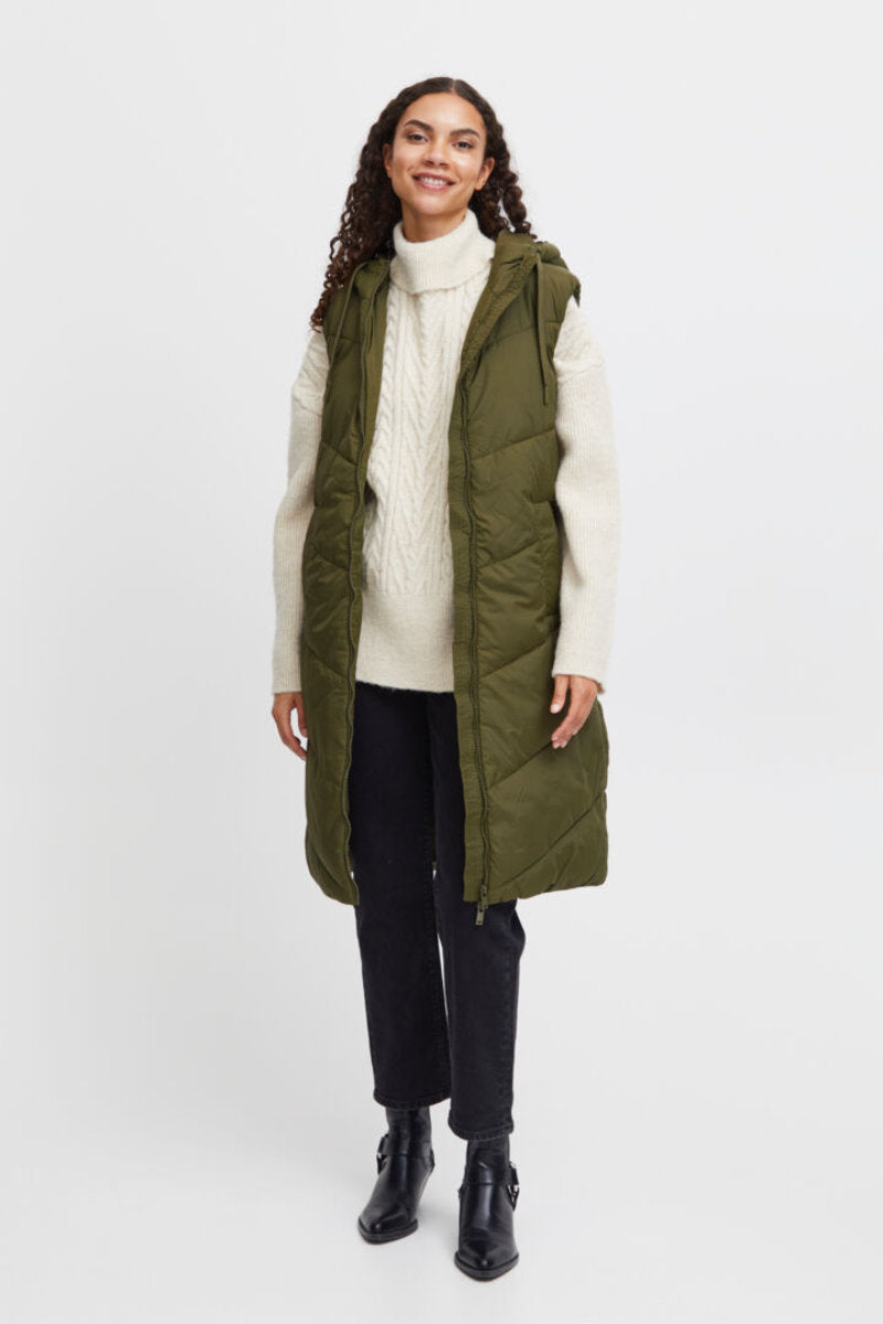 Bomina long gilet, olive
