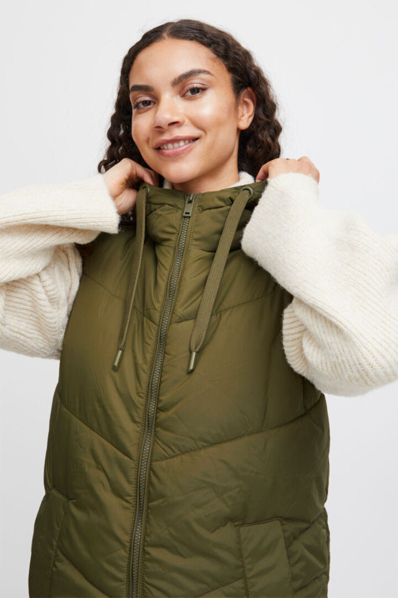 Bomina long gilet, olive