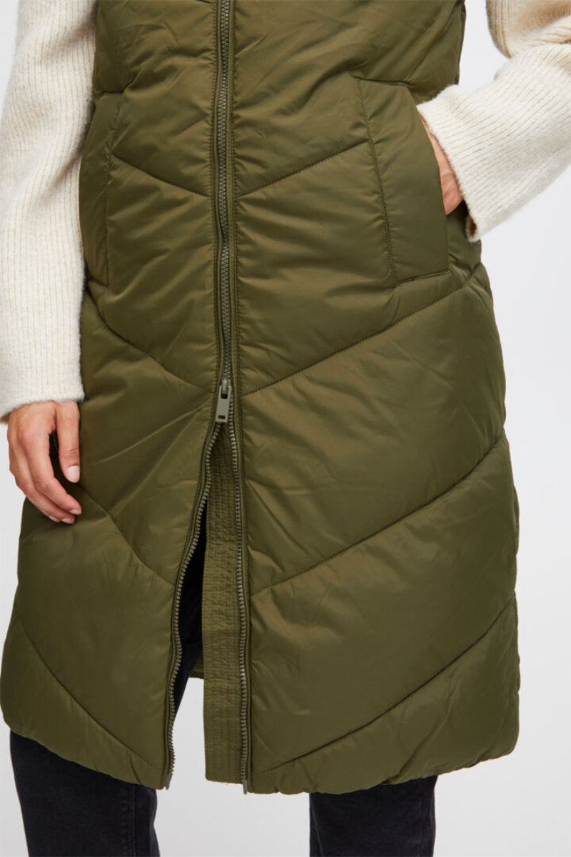 Bomina long gilet, olive