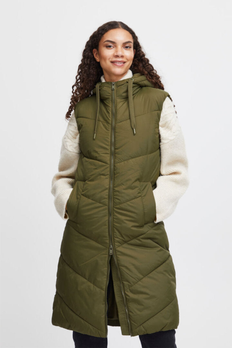 Bomina long gilet, olive
