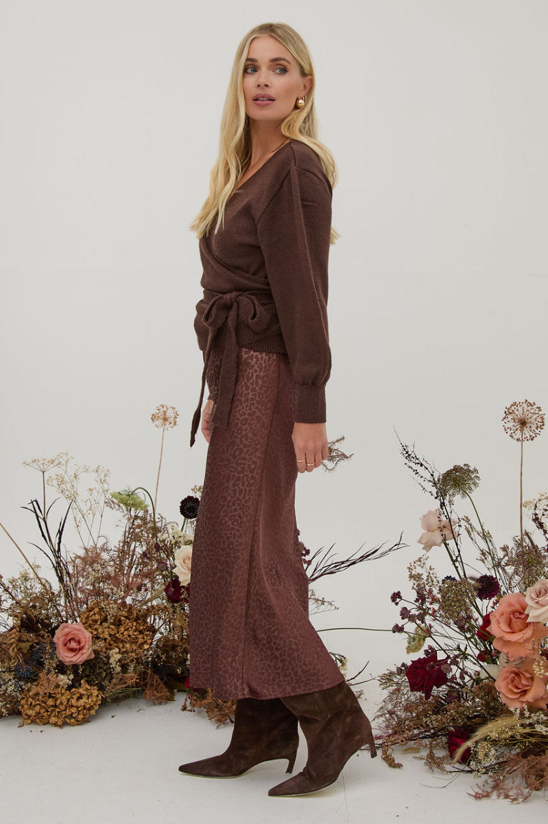 Bria slip skirt, coffee