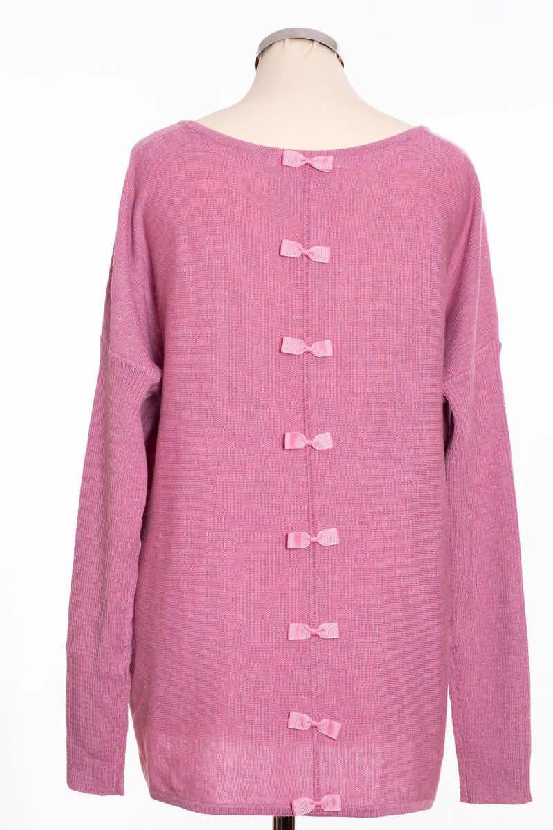 Bow back jumper, pink