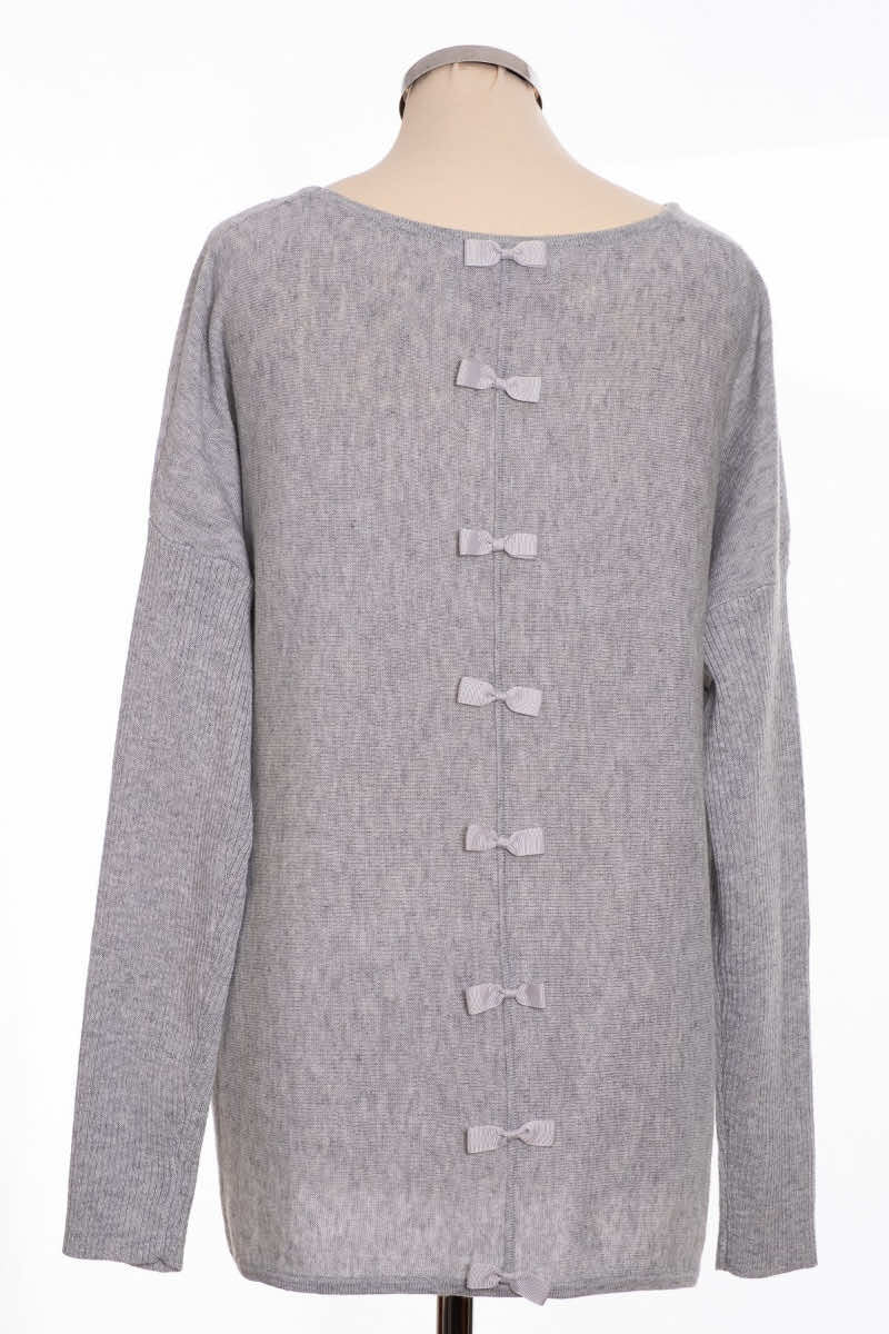 Bow back jumper, silver