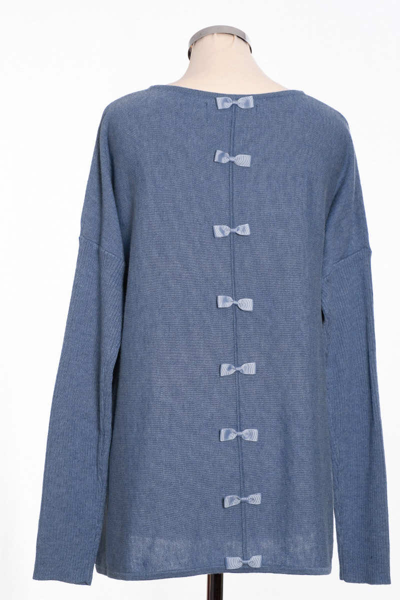 Bow back jumper, denim