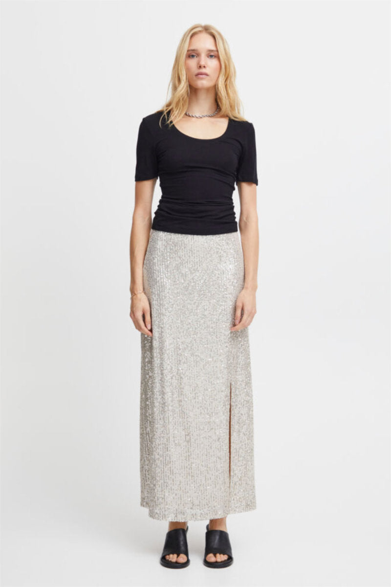 Fauci long skirt, frosted almond