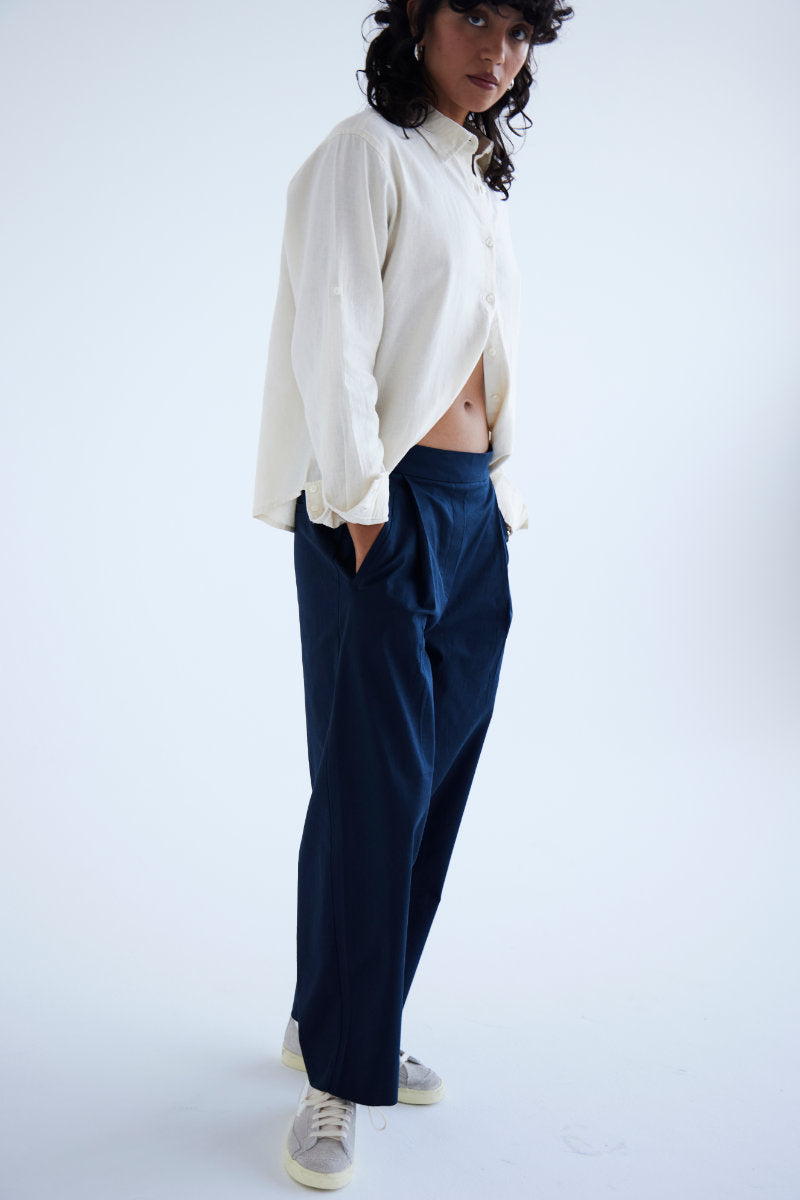 Unica wide leg trousers, navy