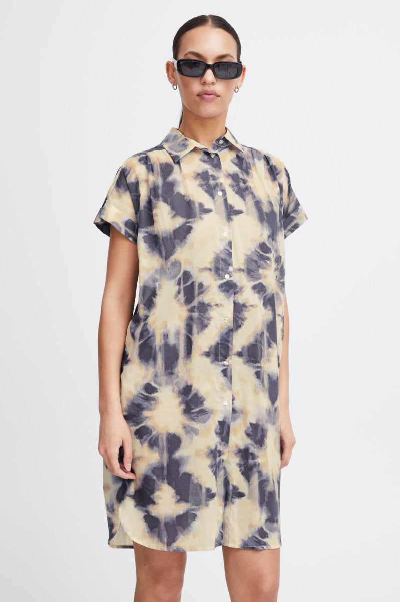 Emeretta dress, navy and cream