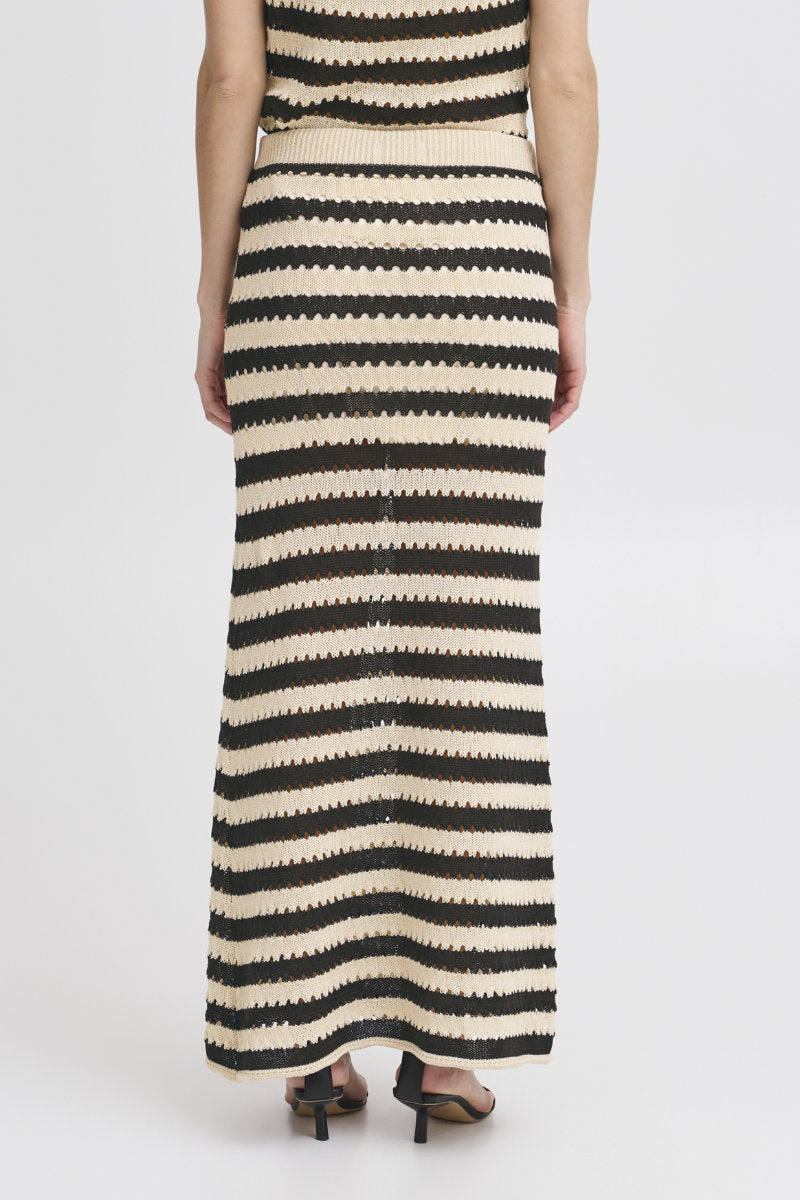 Birdis stripe skirt, black/stone