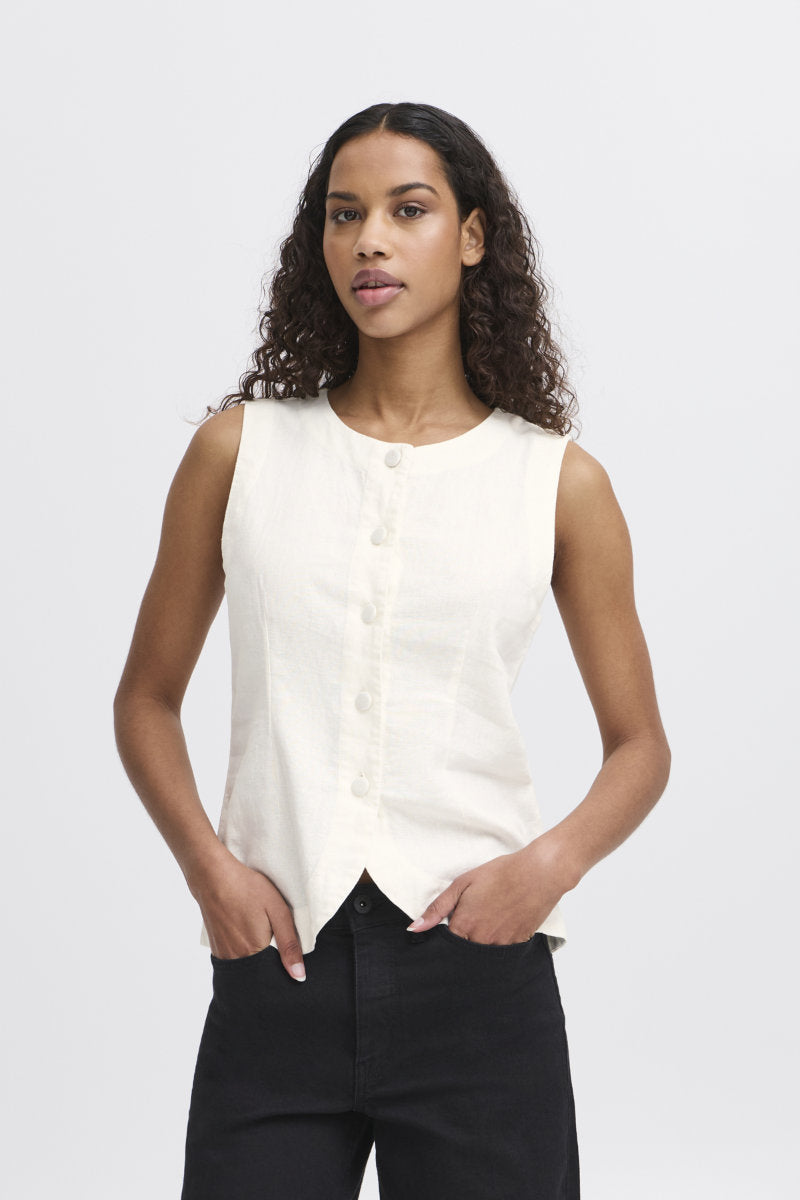 Linno waistcoat, ivory