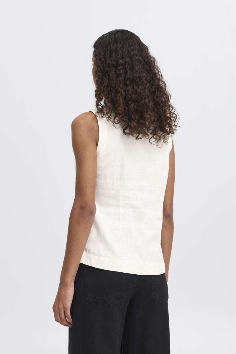 Linno waistcoat, ivory