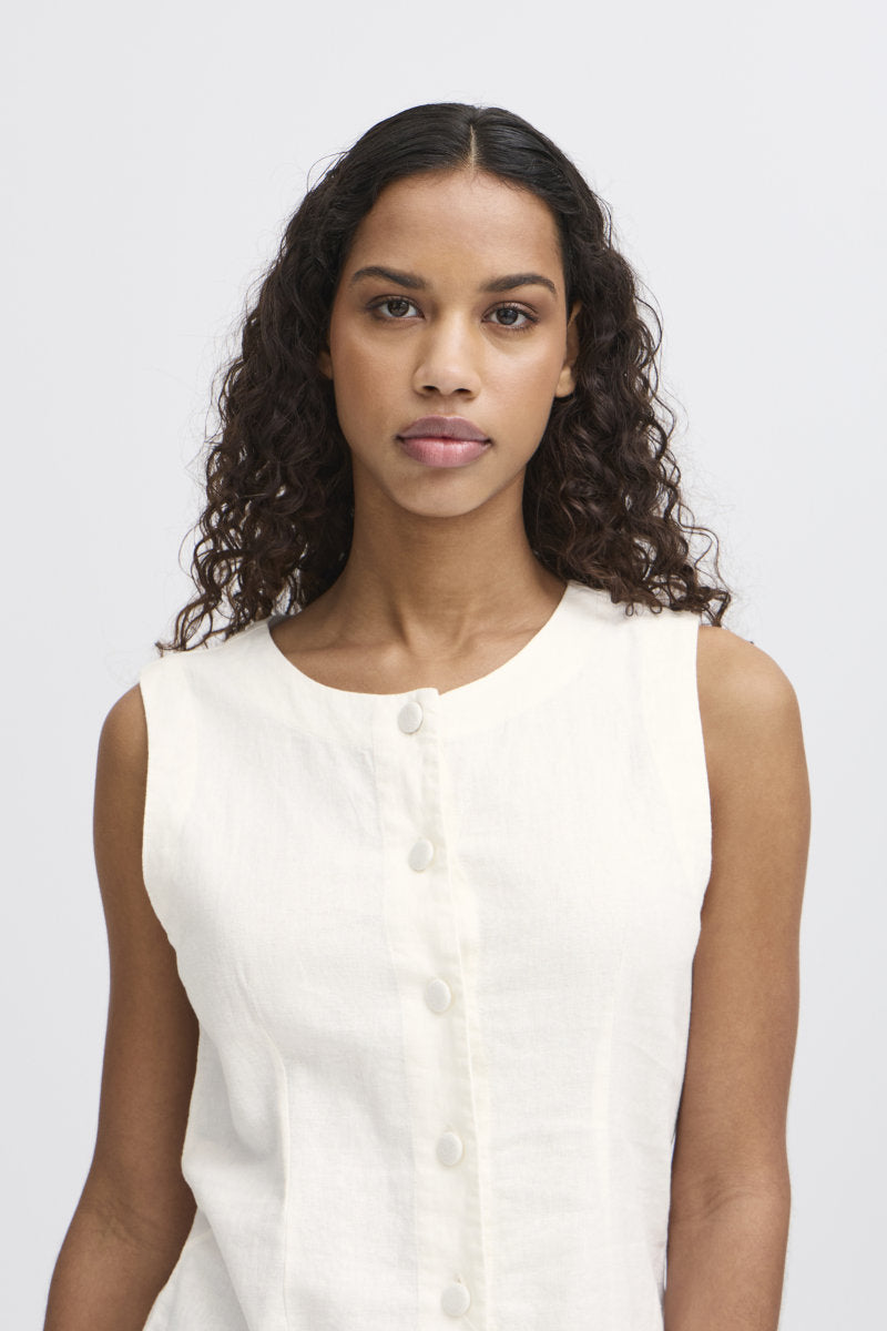 Linno waistcoat, ivory