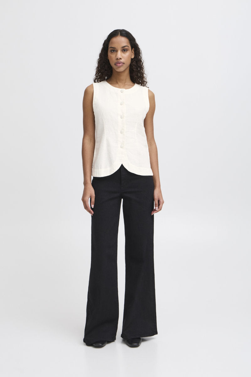 Linno waistcoat, ivory