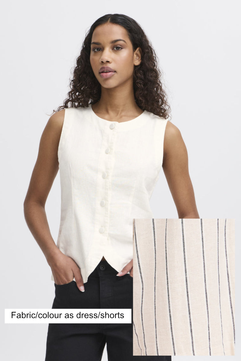 Linno waistcoat, stone