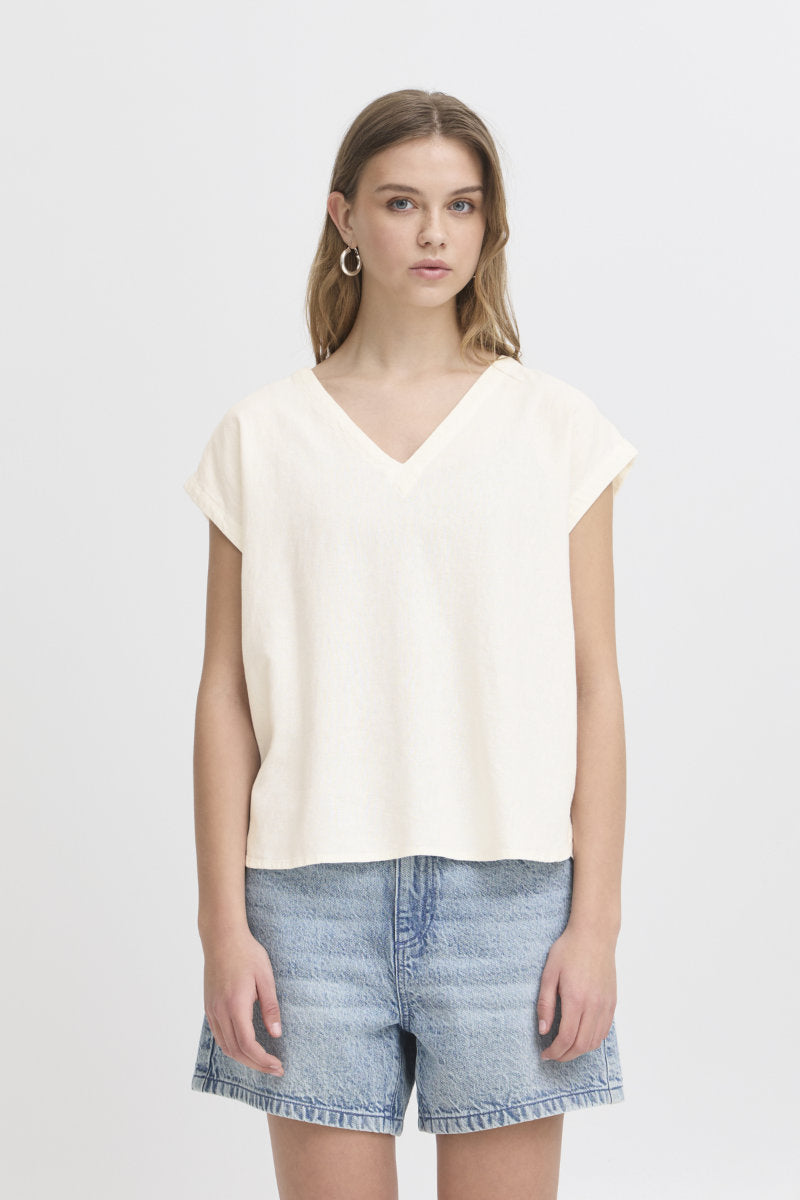 Linno tee shirt, ivory