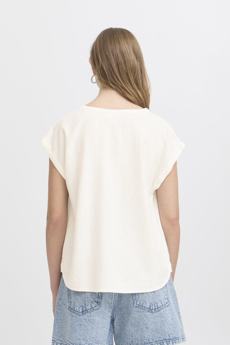 Linno tee shirt, ivory