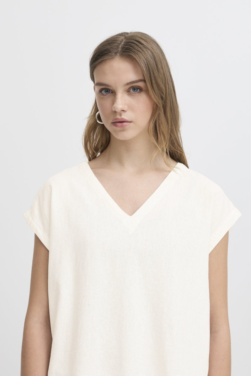 Linno tee shirt, ivory