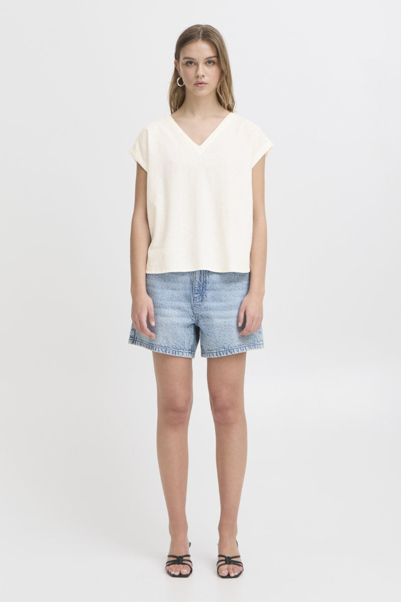 Linno tee shirt, ivory