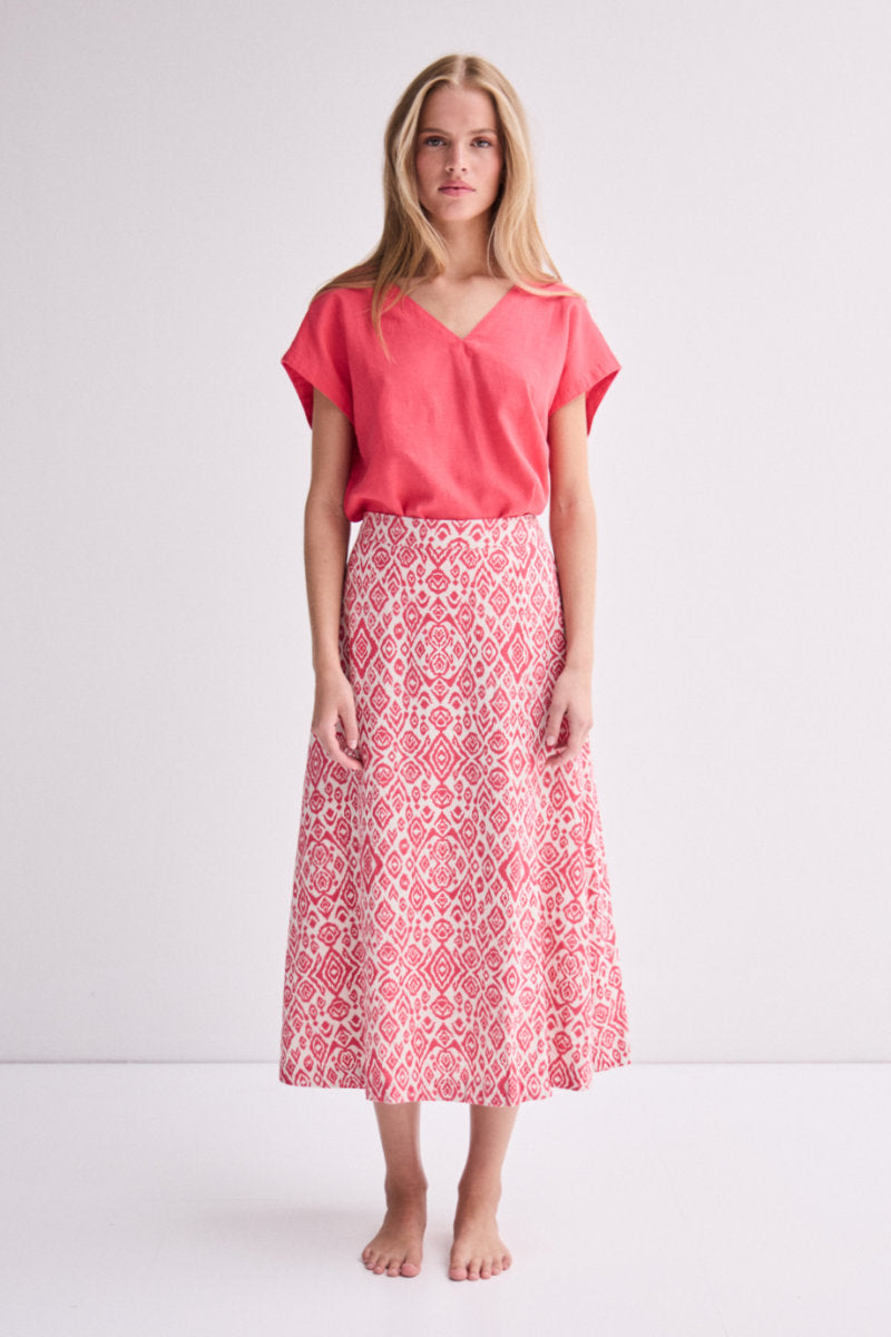 Linno tee shirt, coral