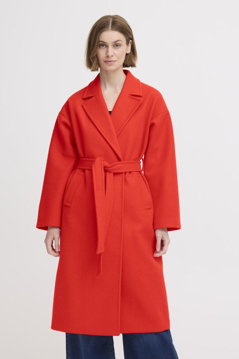 ICHI Jannet coat, fiery red