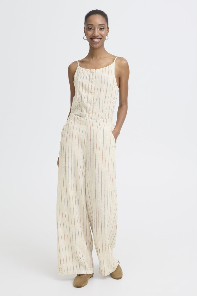 Linno stripe trousers, cream
