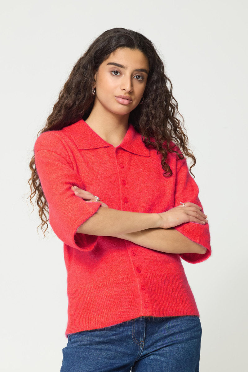 Kamara short sleeve cardi, poppy