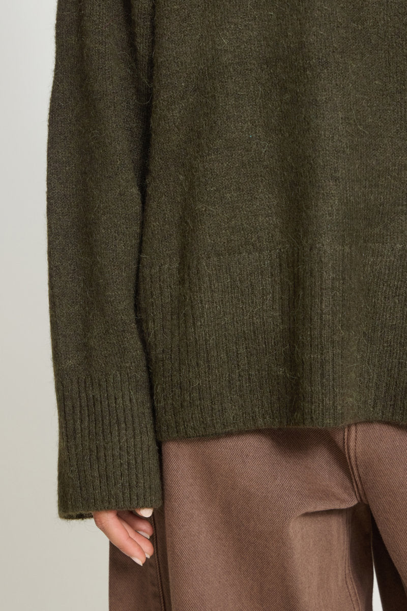 Kamara roll neck jumper, dk olive
