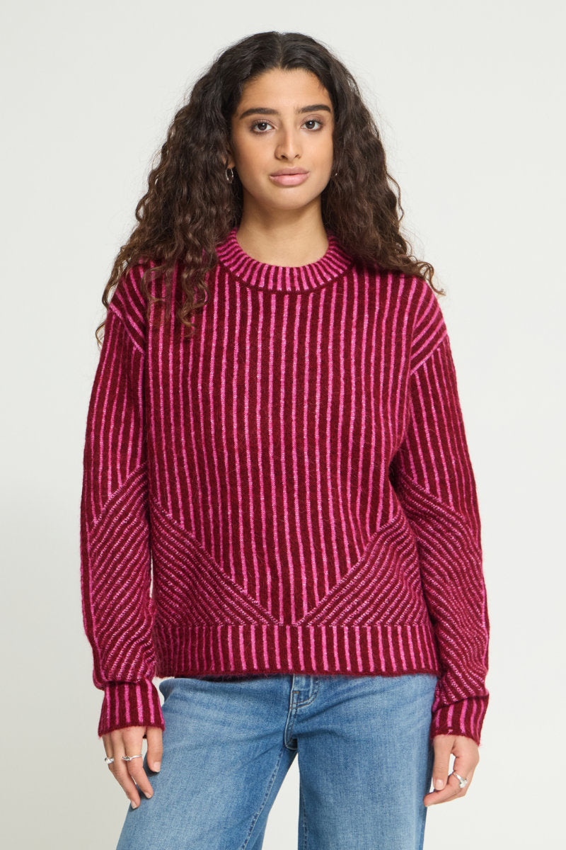 Kamara stripe jumper, berry