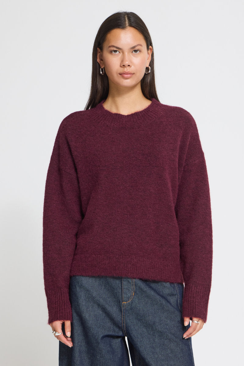 Sage turtle neck jumper, wine