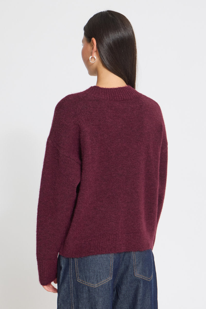 Sage turtle neck jumper, wine