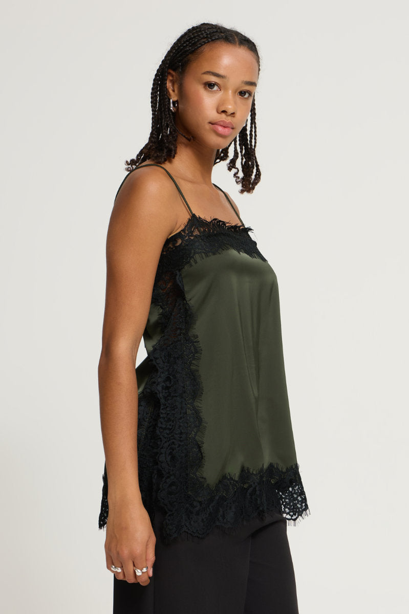 Laccie cami top, dark olive