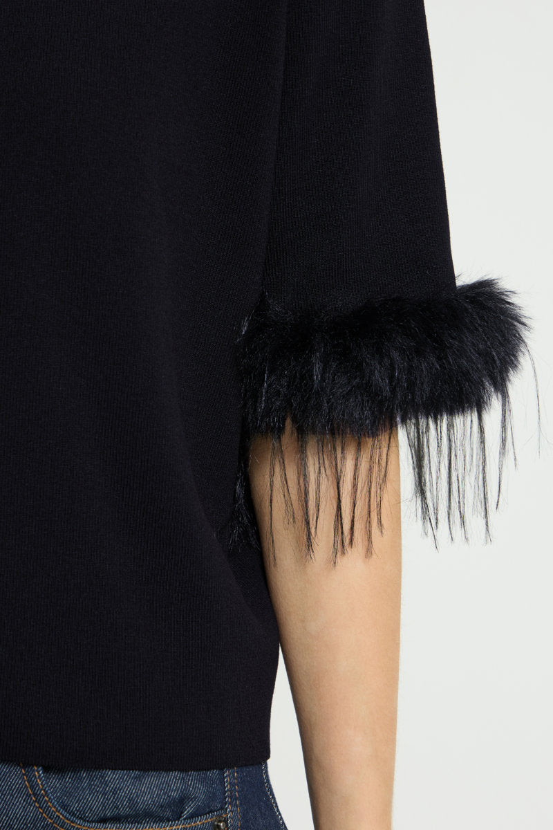 Dalise fur trim top, black